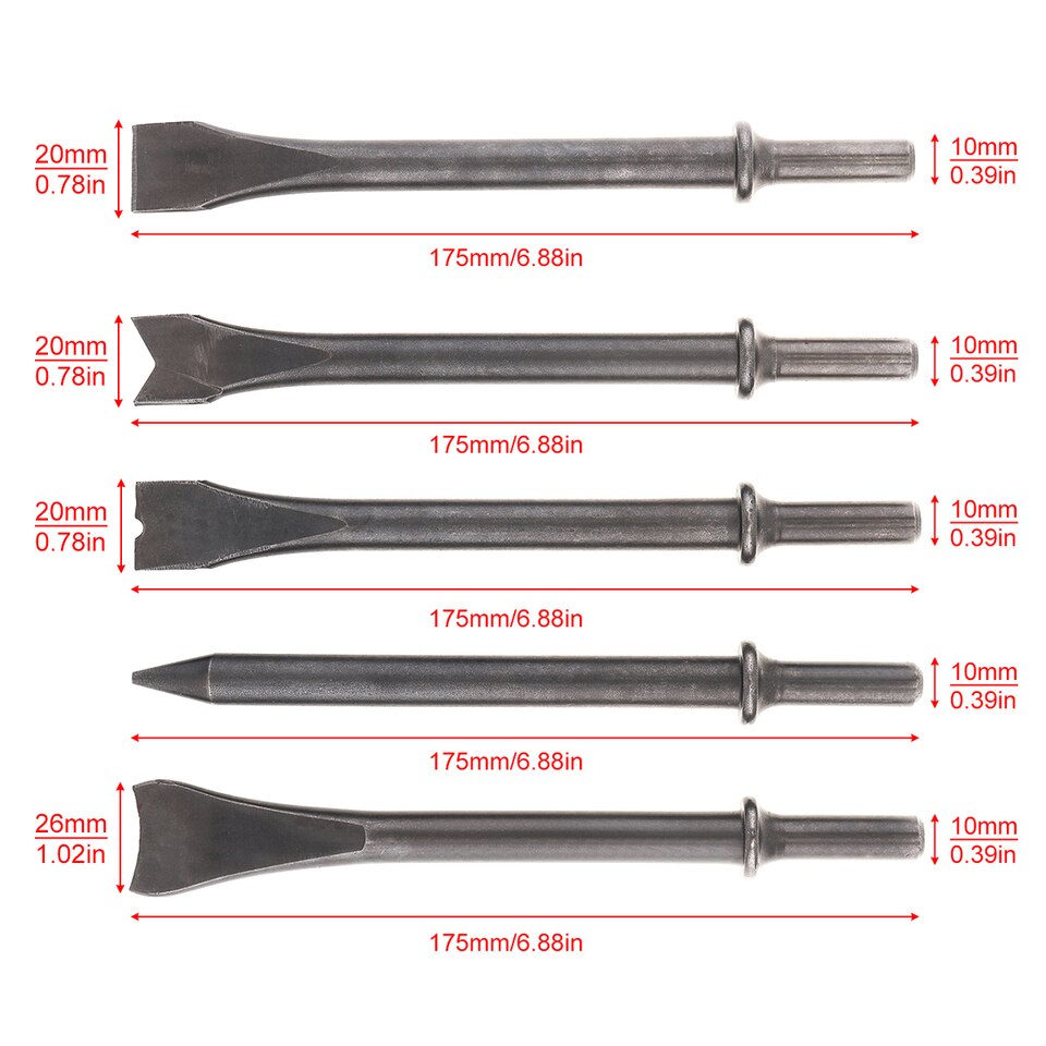 Solid Steel Pneumatic Air Hammer Impact Head Set for Rust Removal - Image 18