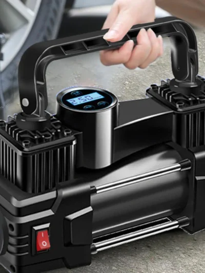 12V 150PSI Mini Air Compressor Dual Cylinder Heavy Duty Tire Inflator with LED Light Car Electric Air Pump Auto Inflatable Pump