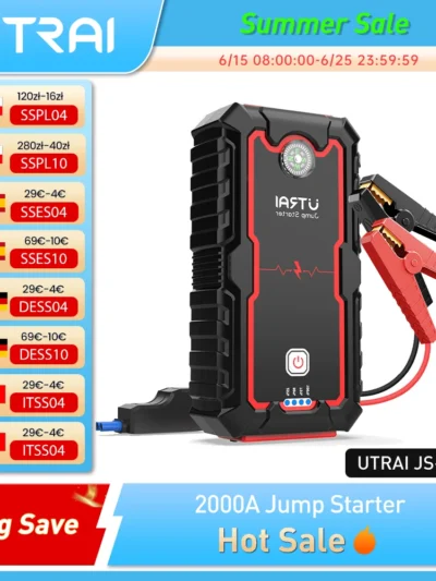 UTRAI Power Bank 2000A Jump Starter Portable Charger Car Booster 12V Auto Starting Device