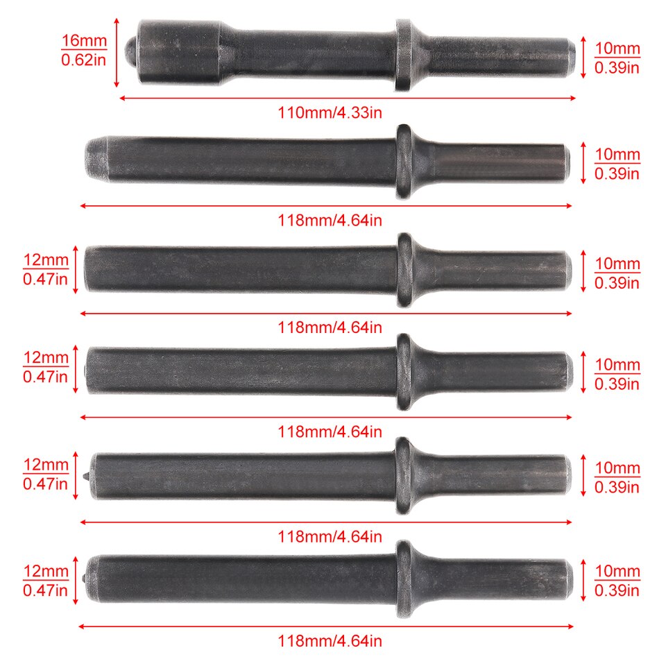 Solid Steel Pneumatic Air Hammer Impact Head Set for Rust Removal - Image 11