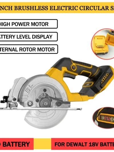 5.5IN Electric Circular Saw Brushless External Rotor Cordless High Power Cutting Woodworking Power Tools Fit Dewalt 18V Battery