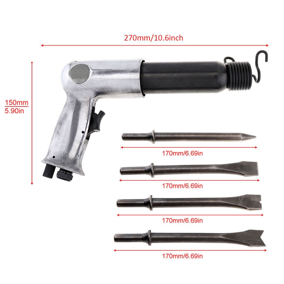 Solid Steel Pneumatic Air Hammer Impact Head Set for Rust Removal - Image 9