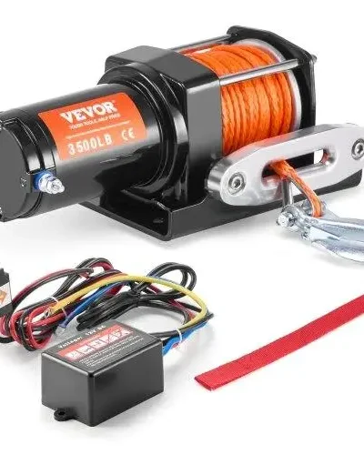 Electric Winch UTV 3500 lb Synthetic Rope Waterproof Wired Control