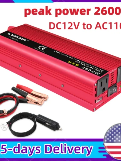 DC12V to AC110V 1500W/2000W/2600W Portable Car Inverter Charger