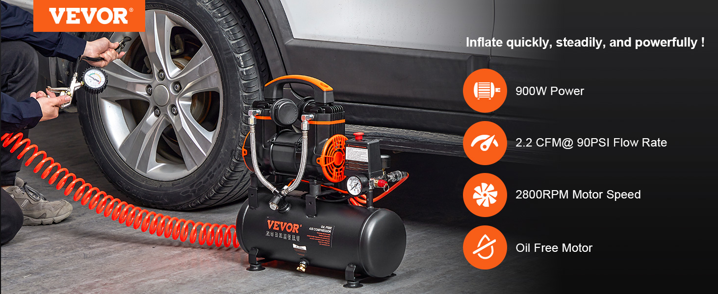 VEVOR Silent Air Compressor 900W 1450W 1800W Quiet Oil-free Portable Air Pump - Image 12